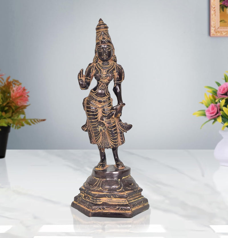 Brass Devi Uma Parvati antique Statue  (Height: 11 Inch)