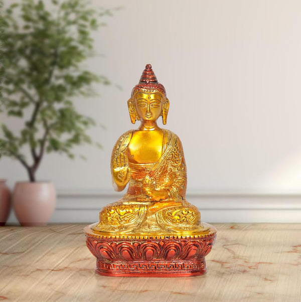 Brass Abhaya Mudra Buddha Idol (Height 7 Inch)