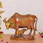 Brass Kamdhenu Cow with Calf for Home Decor Pooja Mandir Temple Office Decorative Showpiece Statue (Height: 6.5 Inch)