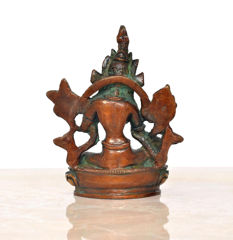 Brass Tara Devi Statue - for Worship, Meditation Spaces, for Home Decor and Office, or as a Thoughtful Spiritual Gift. (Height 4 Inch)