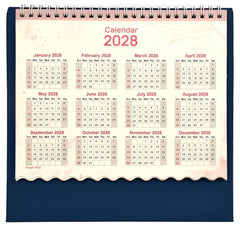 Desk calendar cover labeled Calendar 2028 with small monthly date grids