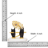 Resin Krishna hands with flute, black hands, gold peacock hood, white base on ruler