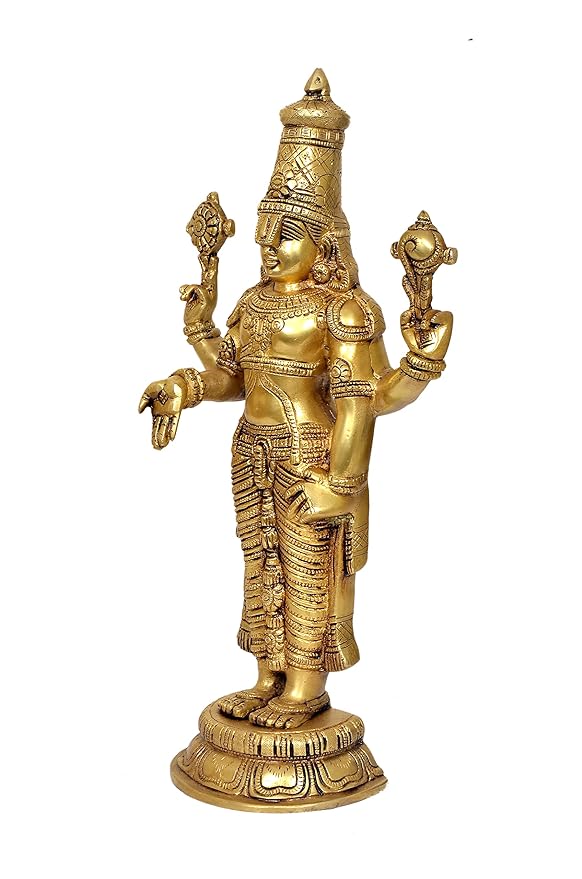 Brass Tirupati Balaji Idol Color Black Statue for Puja Purpose (Height:18 Inches) (Gold)