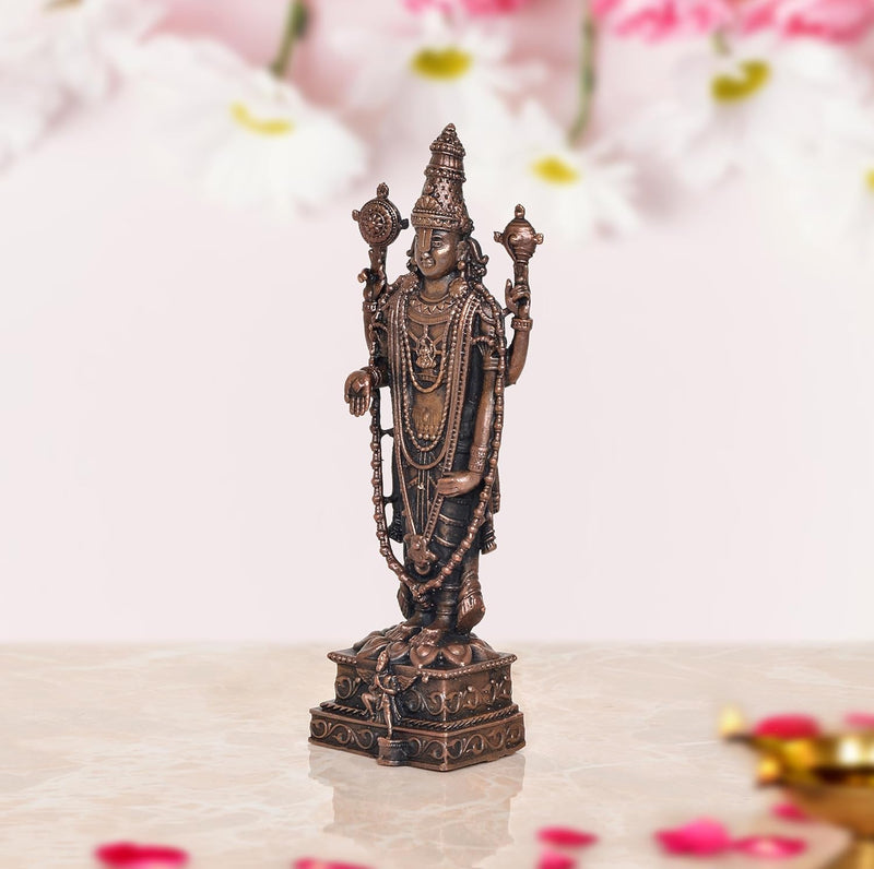 Copper Tirupati Bala ji Statue for Home, Mandir Pooja Decor Idol Color-Copper (Height: 6.5 Inch)