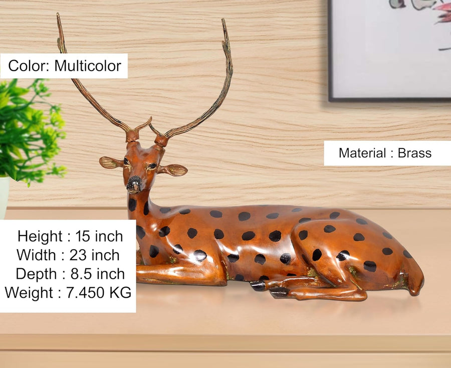 Brass Sitting Deer Showpiece (Height: 15 inch) Craft Detail