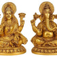 Brass Sitting Ganesha Ganesh Laxmi Lakshmi Idol Statue Murti for Diwali Pooja, Height : 8 inch