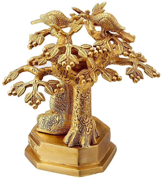 Buddha Under The Bodhi Tree Statue Brass, Height 9.5 Inches Home Decor Craft Detail