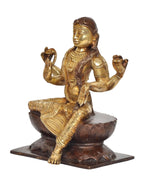 Brass Bala Tambika Sundari idol in side view, seated on lotus base, hands posed