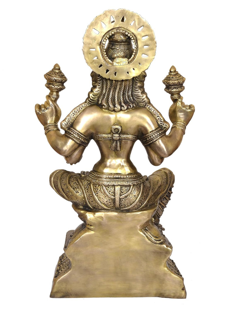 Brass Lakshmi Idol Laxmi Goddess Lakshmi Sitting Statue for The Puja Temple at Home Decor Office (Height: 30 Inch)