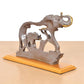Resin Trunk Up Elephant with Baby showpiece (Height 7 Inch)
