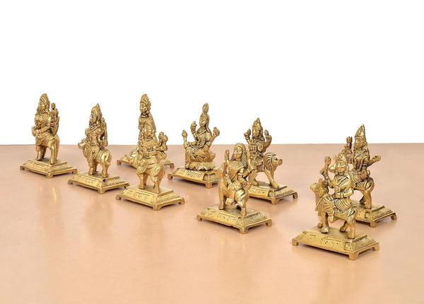 Brass Navdurga Idol (Height: 4.5 Inch) Study Setting