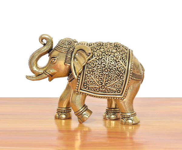 Superfine Brass Elephant Figurine (Height: 2.5 Inches) Entryway Setting
