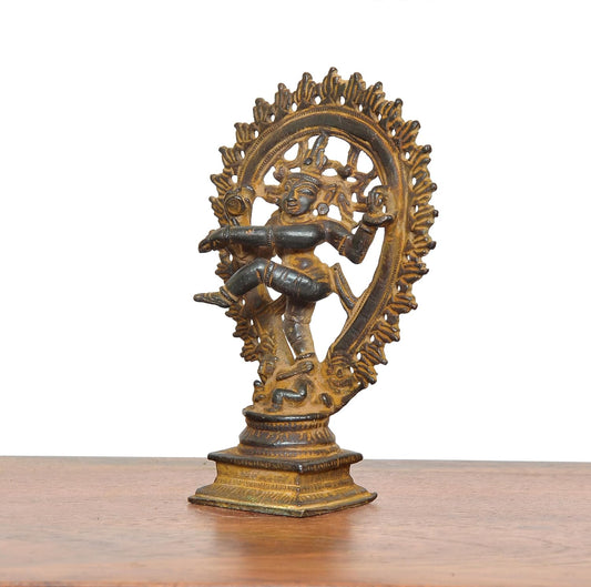 Fine Brass Natraja Dancing Shiva Idol (Height: 4.5 Inch)