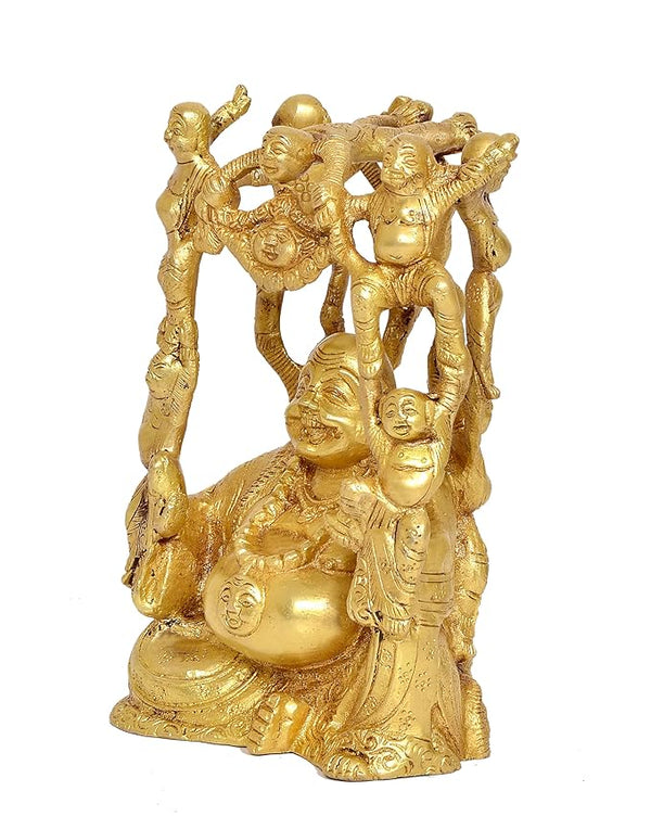 Brass The Laughing Buddha for Home Decor Decoration(Height: 8 Inch) Study Setting