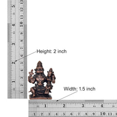 Lakshmi Narasimha copper idol (Height: 2 inch, Width: 1.5 inch) with ruler view