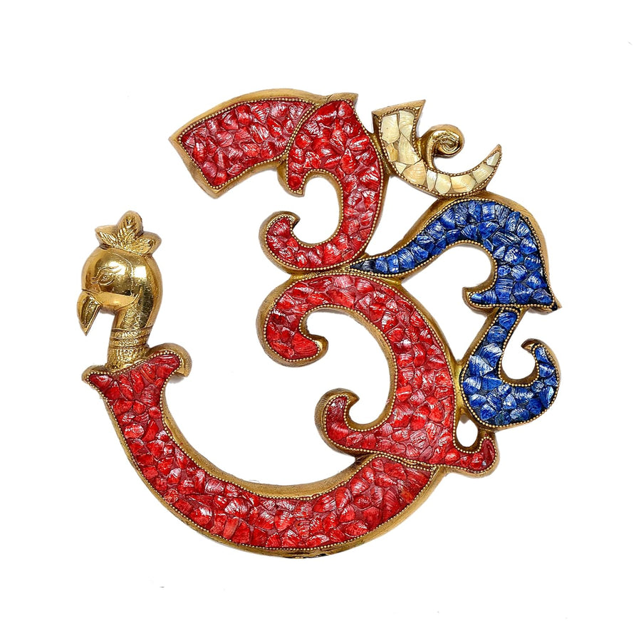 OM Wall Hanging Sculpture, Vastu, Goodluck, Wall Decoration Multicolor In Brass (Height: 11 Inches) Craft Detail