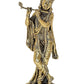 Fine Brass Lord Krishna Idol Figurine Sculpture Playing Flute Statue Decorative Showpiece, (Height 8 Inch)