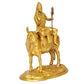 Brass Lord Shiva Seated on Nandi Murti Religious Statue for Home Temple Decor (Height : 9 inch)