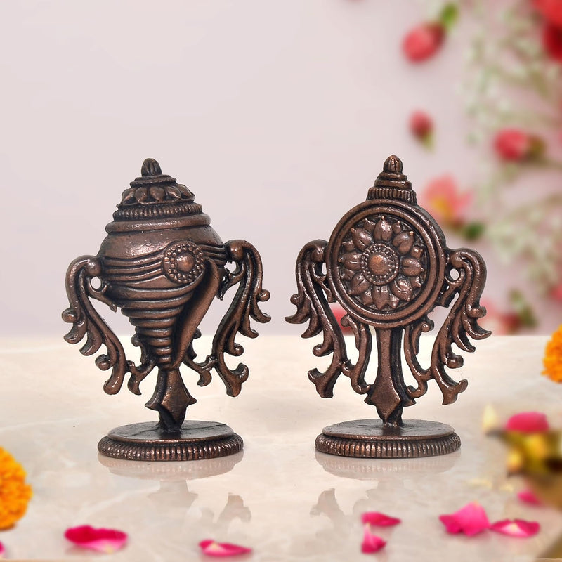 Copper god Sanghu and Chakram (Height 2 Inch)