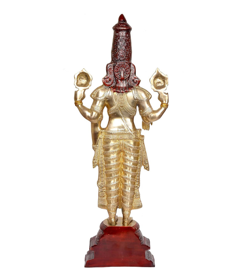 Brass Lord Tirupati Bala Ji Idol Statue Home Temple Office Figurine Showpiece Multicolour (Height 32 Inch)