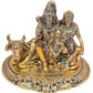 Metal Lord Shiva Parvati Kartikeya and Ganesha Murti Shiv Family Parivar Idol Statue for Home Décor Mandir Temple Gift Showpiece Gold Height 6 Inches