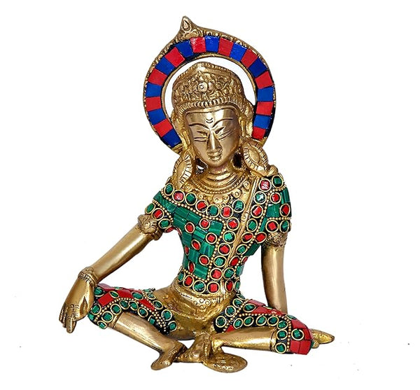 Brass Inder Indra Dev Idol Statue Murti, Height - 7.5 inches Entryway Setting