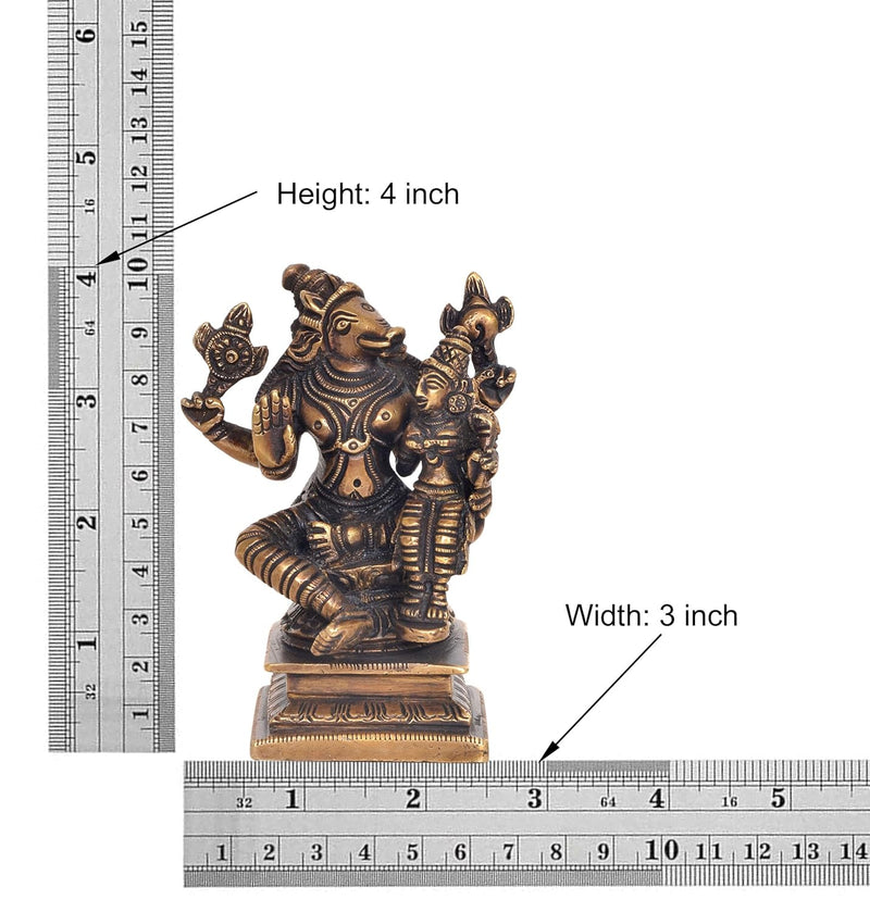 Brass Varaga Lakshmi Varaha Carrying Bhudevi Statue |Avatar of Bhagawan Vishnu| for Home, Mandir Pooja Decor Idol (Height: 4 Inch)