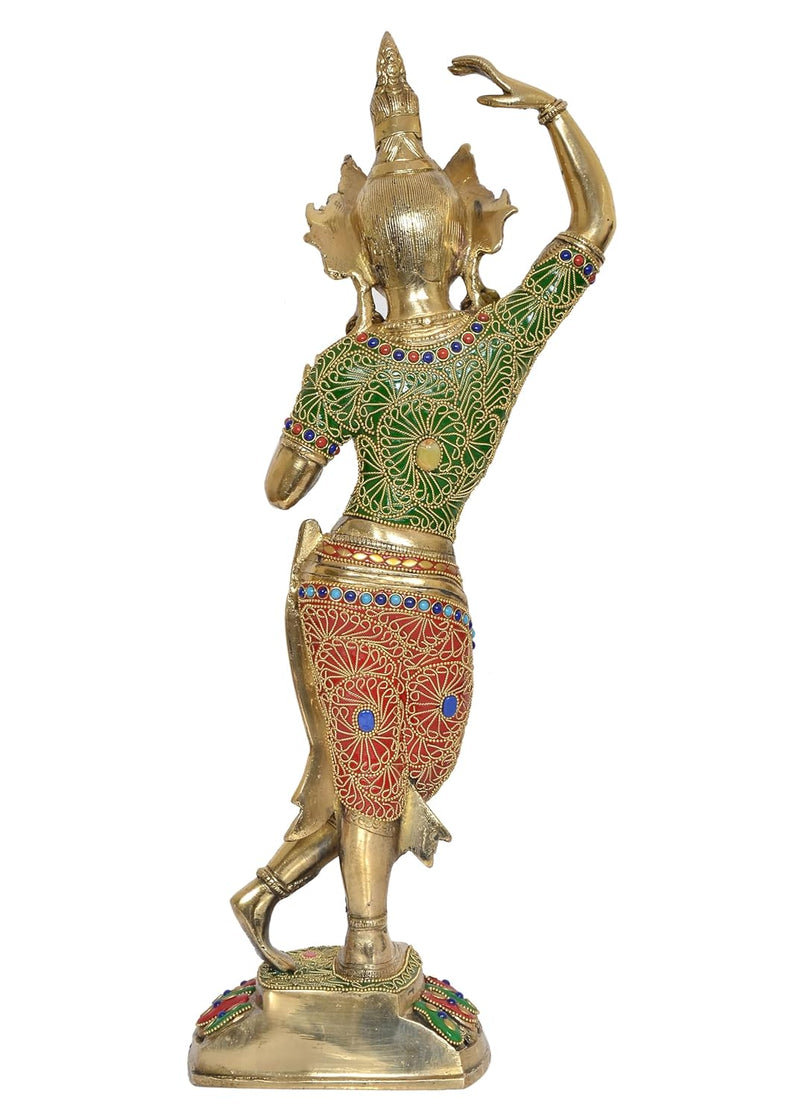 Brass Standing Dancing Tara Devi Statue -Meditation Spaces, for Home Decor and Office, or Thoughtful Spiritual Gift. (Height 21 Inch)