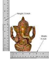Ganesha idol statue size: height 5 in, width 4 in, front view of seated figure