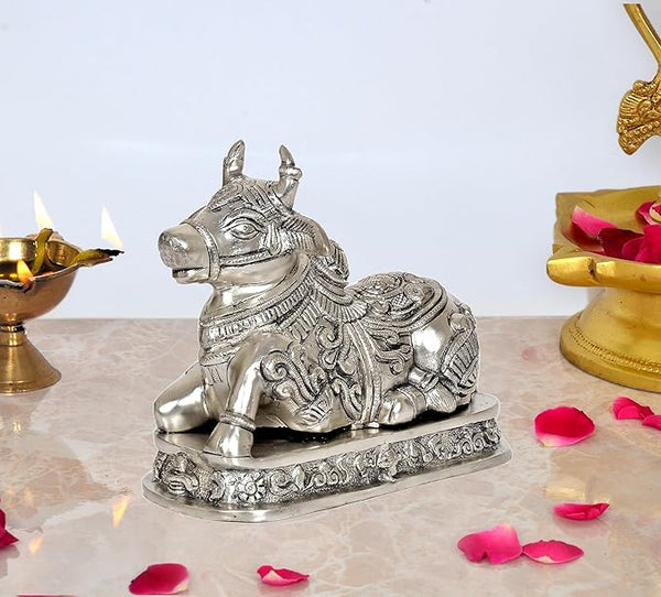 Brass Nandi Kamdhenu Cow Statue Idol Murti for Home Decor Temple | Height : 4 Inches