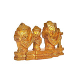 Brass Jagannath Balaram Subhadra statue, right-side view of three figures