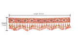 Toran door hanging dimensions: length 36 in, height 7 in; pink patterned tassel trim