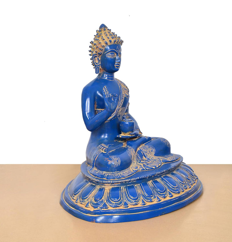 Brass Blue Buddha Statue (Height 16 Inch)