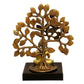 Meditation Buddha Under The Tree On Wooden Base Idol Buddha Statue Golden in Brass (Height 7.5 Inches)