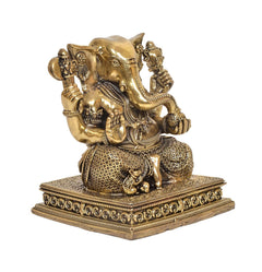 Superfine Brass Lord Ganesha Statue – Ganesh Ji, Vinayak, Ganapati Bappa Murti for Home Temple, Mandir, Office Décor & Pooja (Height: 5 Inches)