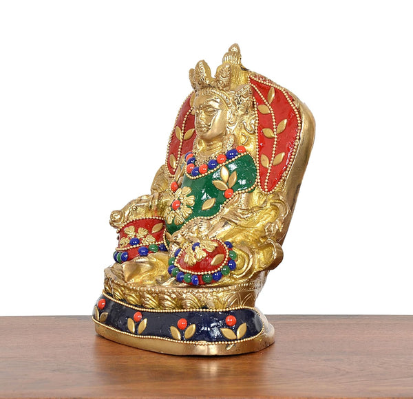 Brass Kubera God of Wealth Kuber Kuberan Protector of The World Antique Statue Murti Statue for Home Decor Office Mandir (Height: 5.5 Inch) Study Setting