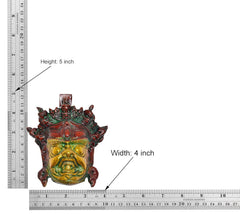 Brass wall mask dimensions shown: 5 in height and 4 in width