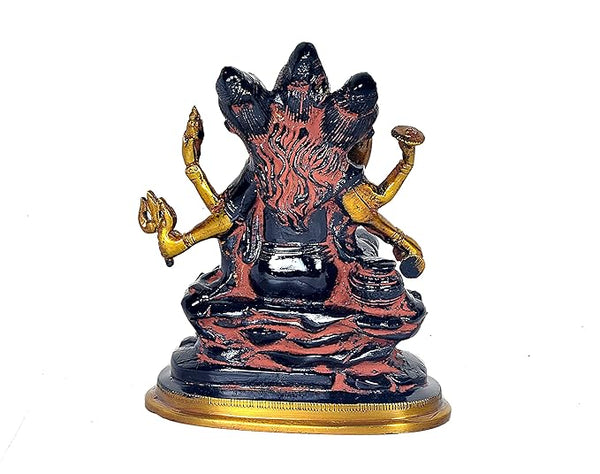 Brass Statue of Dattatreya Idol Dattatreya Religious Statue Sitting Statue of Dattatreya Height 6.4 Inch Study Setting