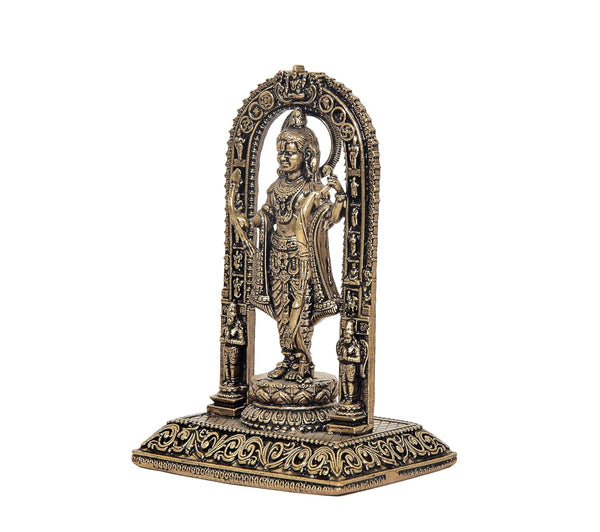 Superfine Brass Ram Lalla Ayodhya Showpiece Murti (Height :4 Inch) Study Setting