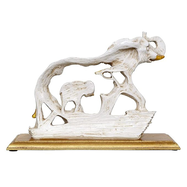 Polyresin Trunk Up Elephant Baby Decorative Home Decor Showpiece Figurine Antique Elephant Idol for Living Room Wall Shelf Office Shop Festive Gifting Height 7.2 Inch Study Setting
