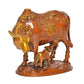 Brass Kamdhenu Cow with Calf for Home Decor Pooja Mandir Temple Office Decorative Showpiece Statue (Height: 6.5 Inch)