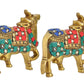 Brass Kamdhenu Cow Pair Wall Hanging Vastu Gau MATA Statues for Home Decor and Ofice Wall Decor Vastu Pooja Mandir Figurine (Height: 4 inch)