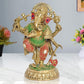 Brass Lord Dancing Ganesha Murti - Religious Statue for Home Office Mandir Temple Decor (Height 9.5 Inch)