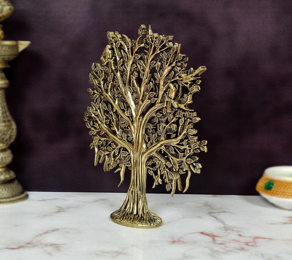 Superfine Brass Kalpavriksha Tree Standing Figurine (Height: 6 inch) Study Setting