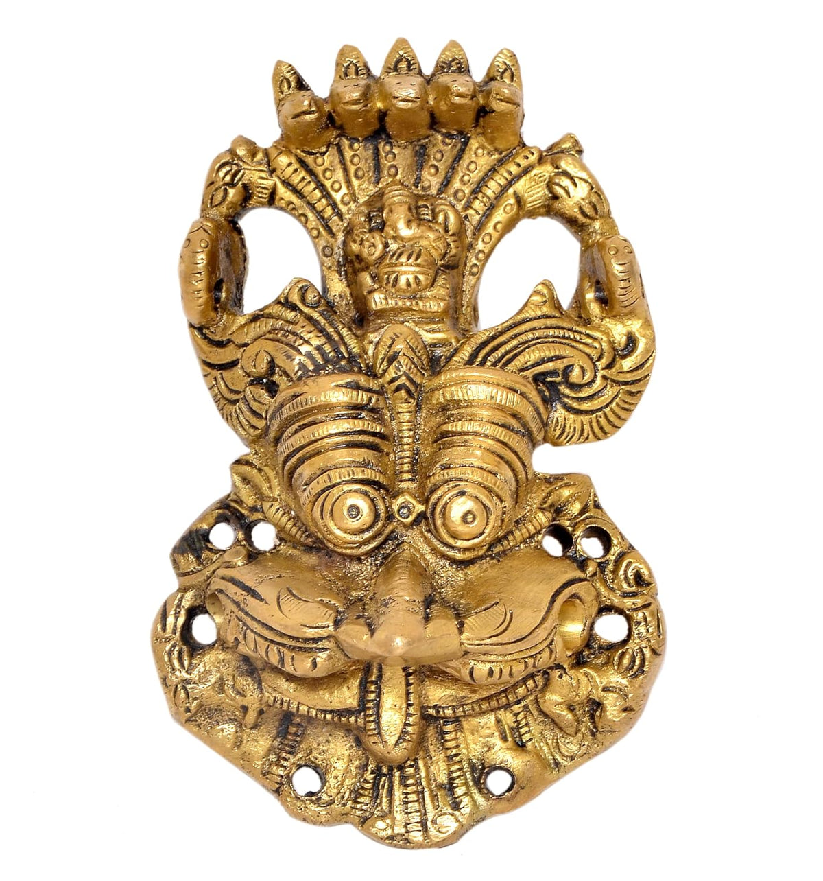 Brass evil eye Nazar Battu protection wall hanging with ornate hand-motif base