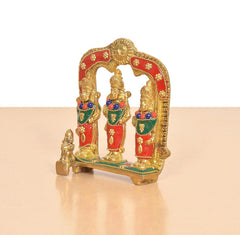 Brass Ram Darbar Idol side angle showing three standing figures