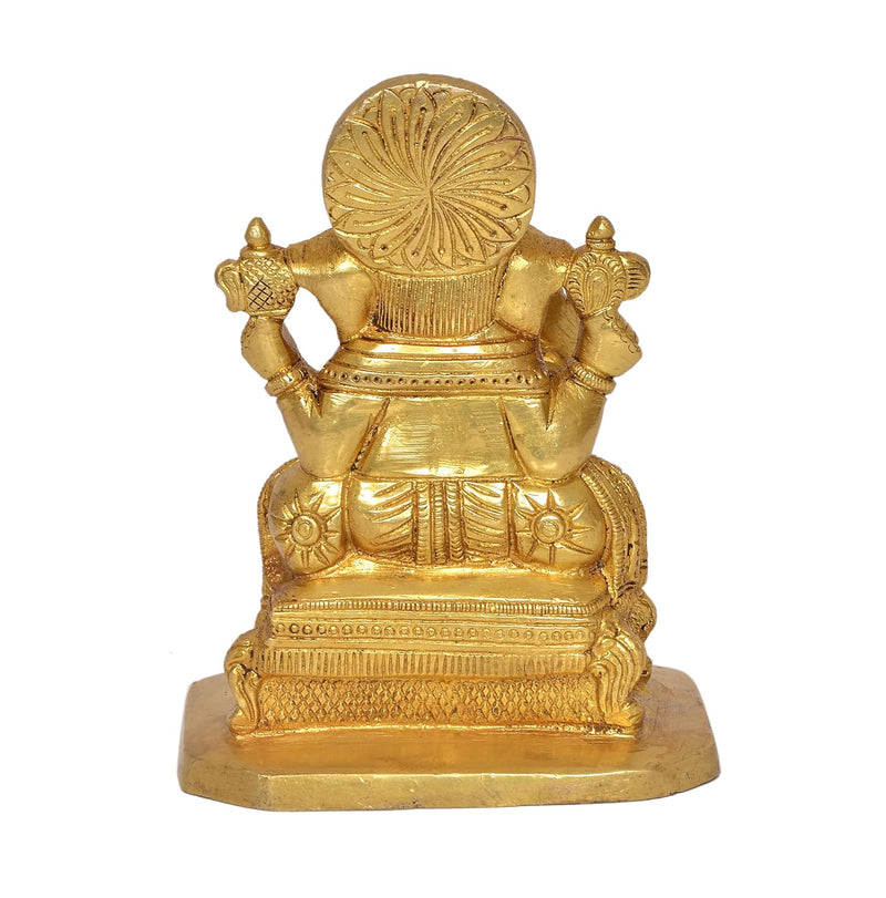 Brass Lord Ganesha Idol Ganesh Statue Decorative Sculpture for Home Decor Office Mandir Pooja Showpiece (Height 6 Inch) (Golden)