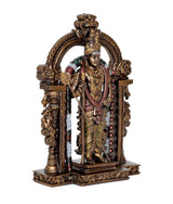 Resin Kartikeya statue rear/side view, ornate pillars and arch detailing