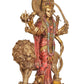 Resin Standing Durga Maa with Lion Idol Hindu Goddess Sherawali MATA Murti MATA Rani Statue Figurine Home Temple (Height: 11 Inch)