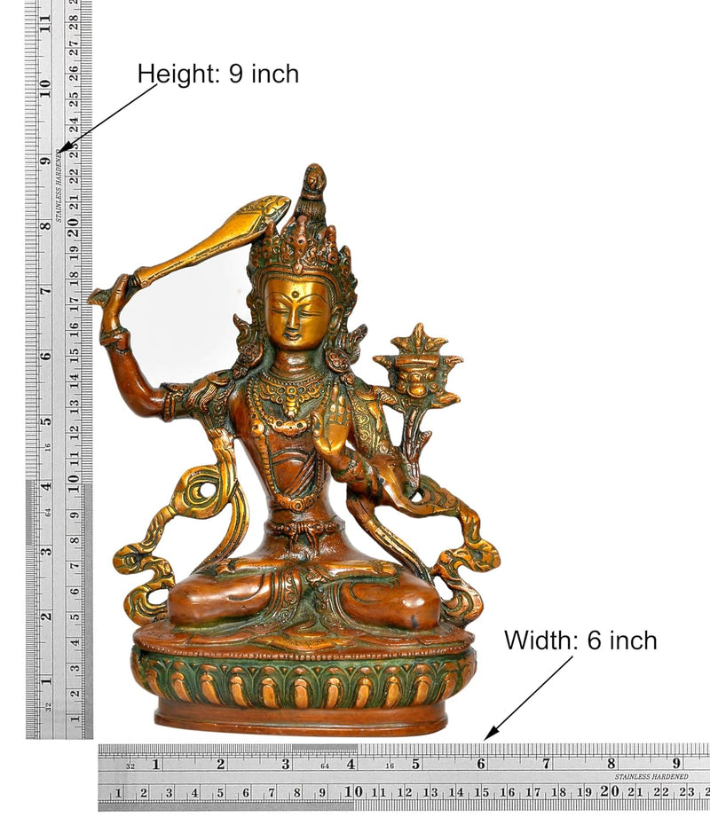 Brass Tara Devi Statue - for Worship, Meditation Spaces, Home Decor, or as a Thoughtful Spiritual Gift. (Height 9 Inch)